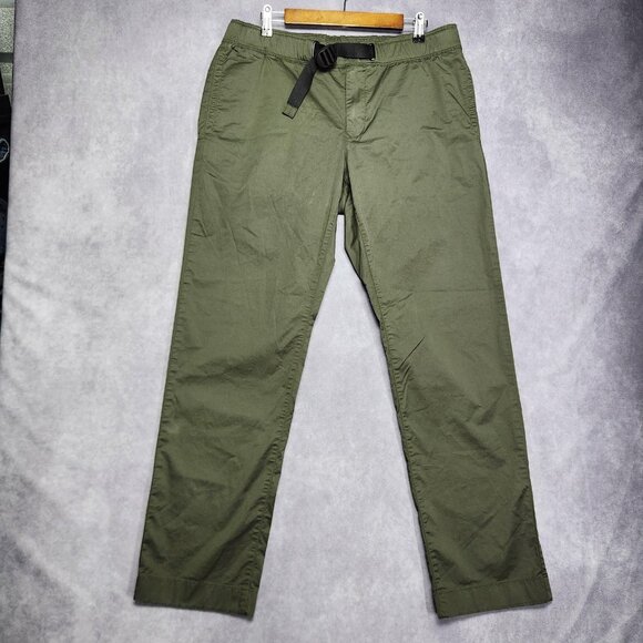Tommy Hilfiger Pants Mens 36x32 Green Wide Fit Chino Stretch Belted Casual - Picture 1 of 16